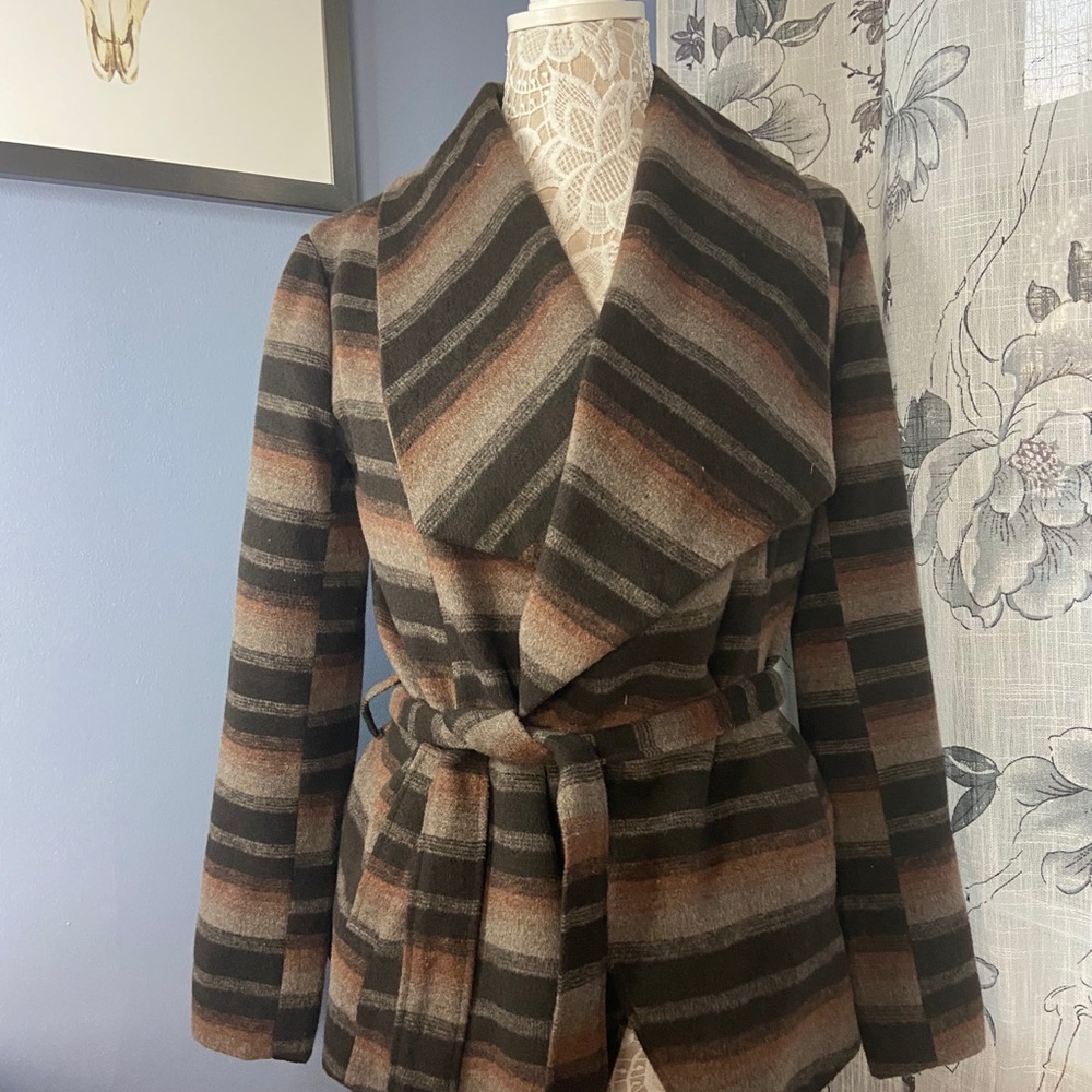 BB Dakota Striped Wrap Belted Jacket